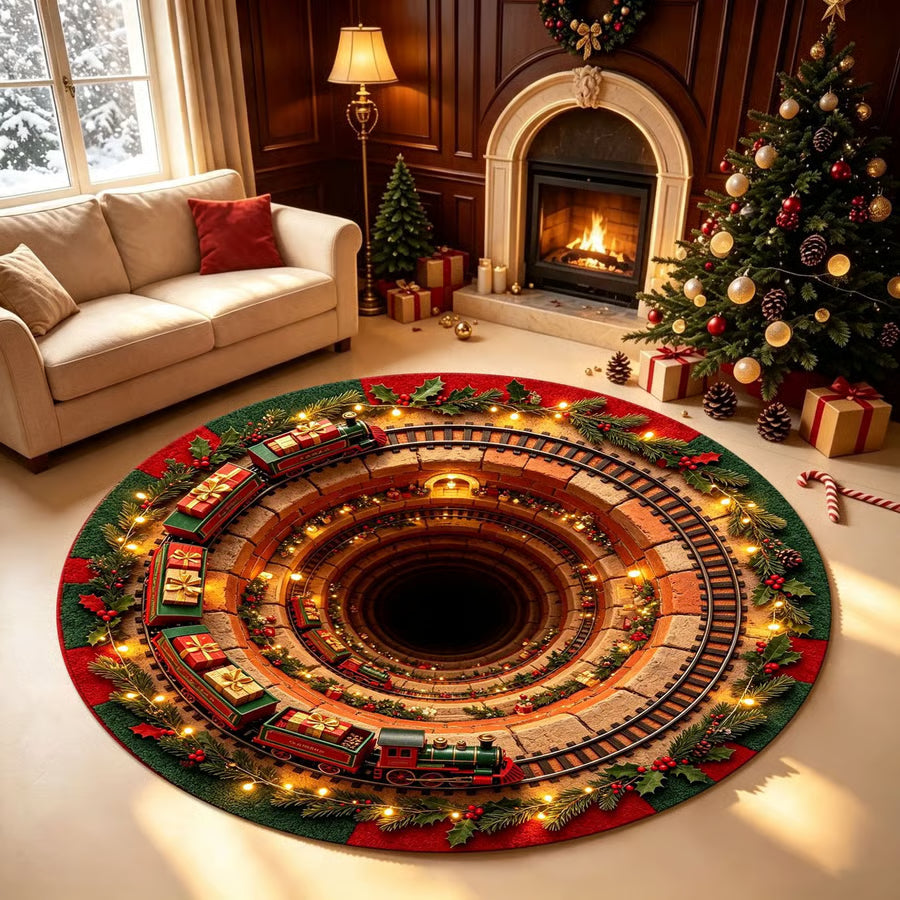 Wesoła Miraż – 3D Swirling Quilted Christmas Rug