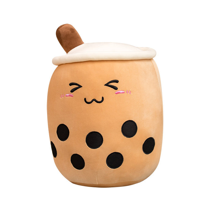 Vackerljus Bubble tea-mugg i plysch med broderat ansikte