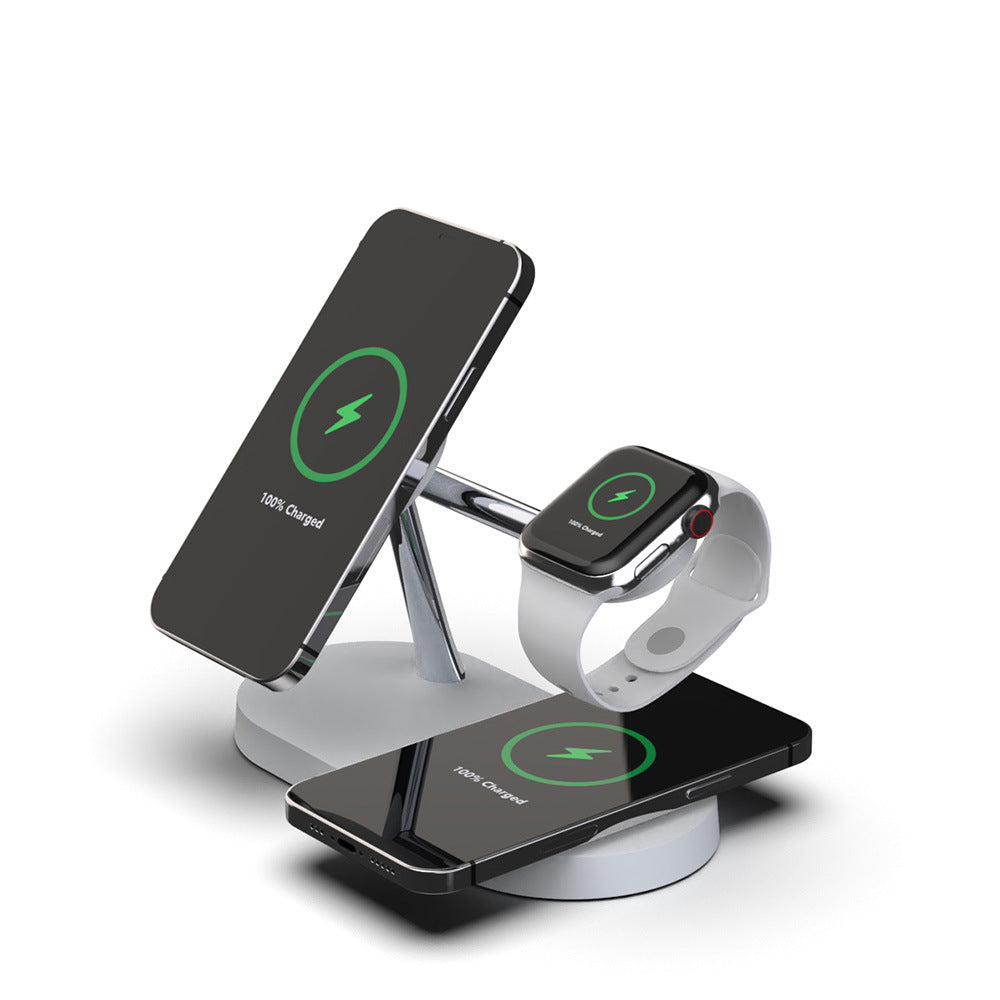 Magnetisk laddstation med mobil och klocka