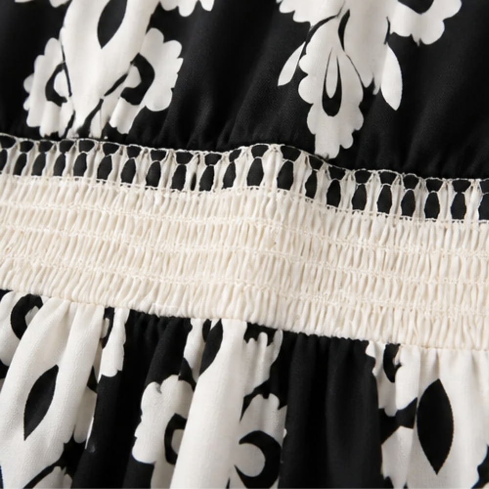 Osyrel – Midi klänning dam w deseń damask z urringning w v-ringning