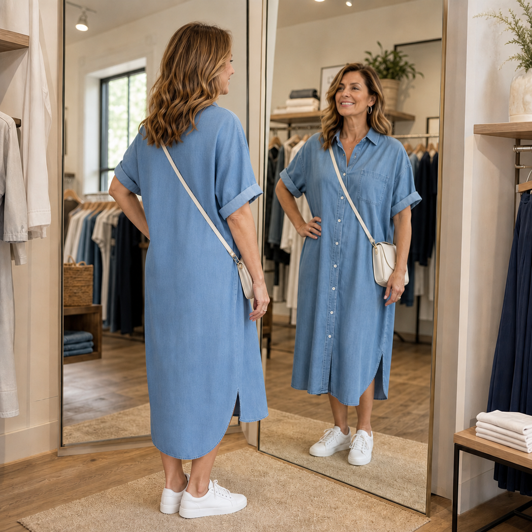 Wearbella – Lös Klänning Koszulowa z Jeansu z Knappar
