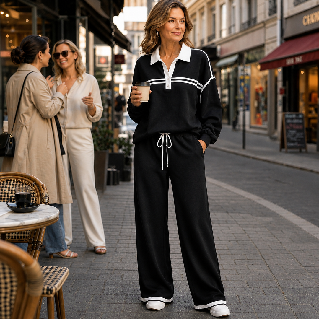 Wearbella – Tröja w band z patchworkiem i breda byxor