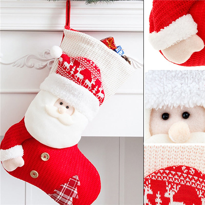 Stickad julstrumpa med tomte