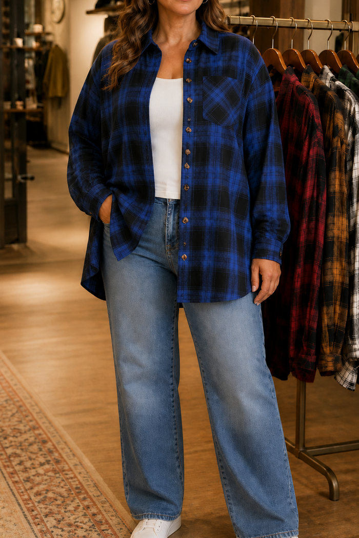 Overshirt & Vad – OverStorlekd Skjorta Flanelowa w Kratę Buffalo