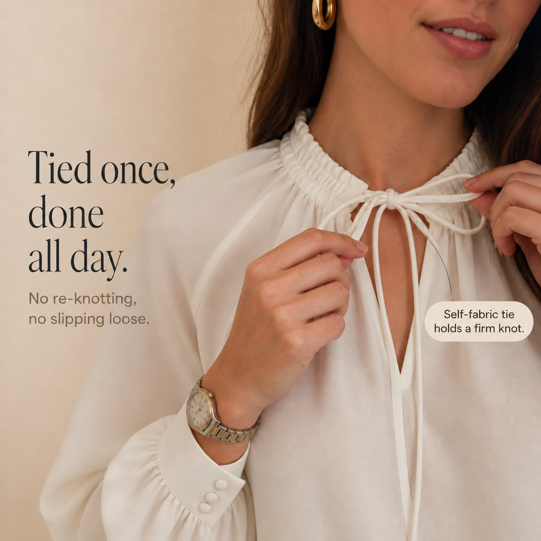 Wearbella – Blus z Chiffonem z Wiązaniem vid Hals i RęKaffemi Lampionowymi
