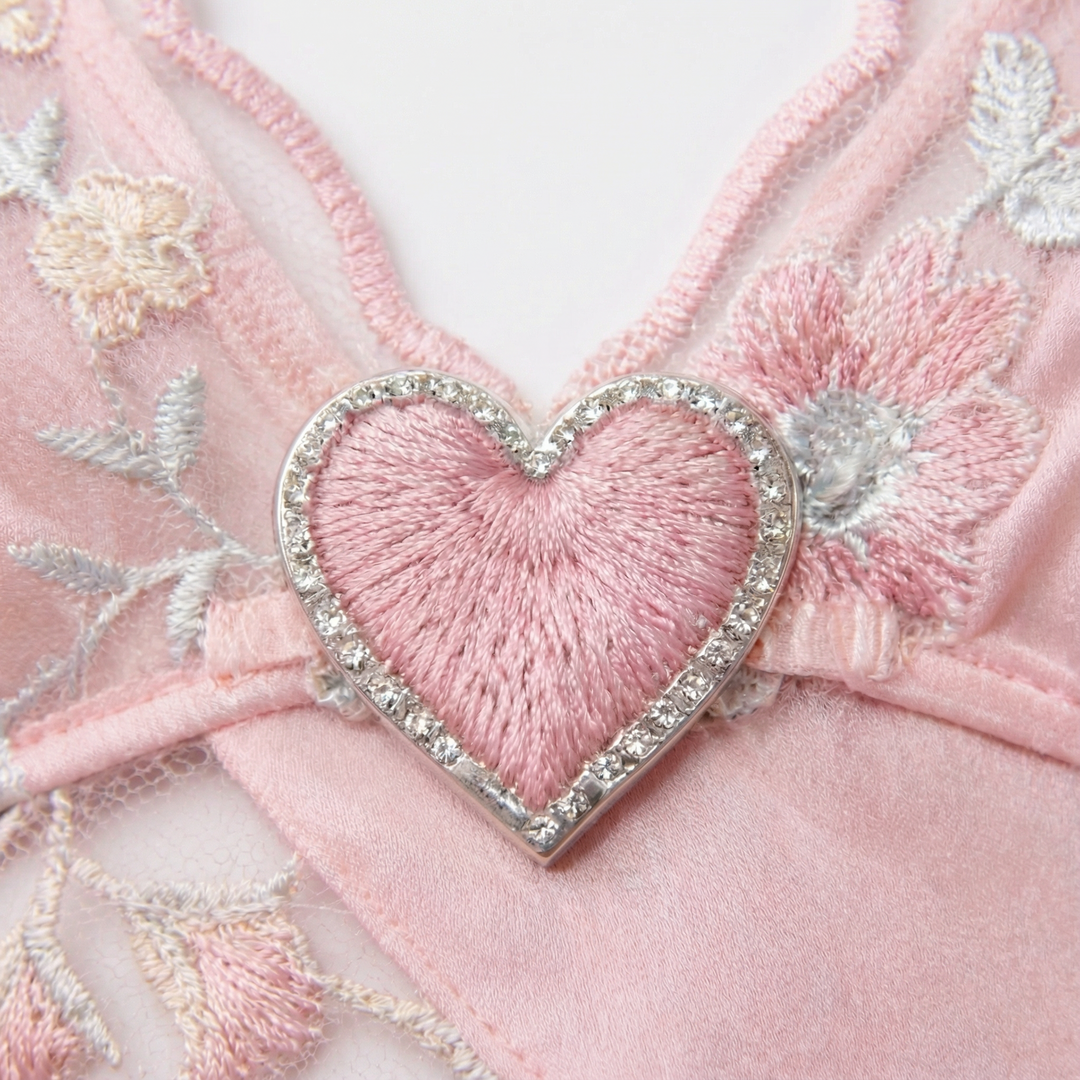 Florelle - Kobieca natt skjorta z kwiatowym broderi i hög rozcięciem