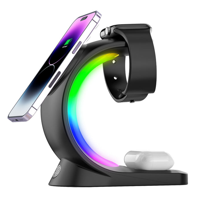 Vackerljus Magnetisk laddstation 3 i 1 med RGB-ljus