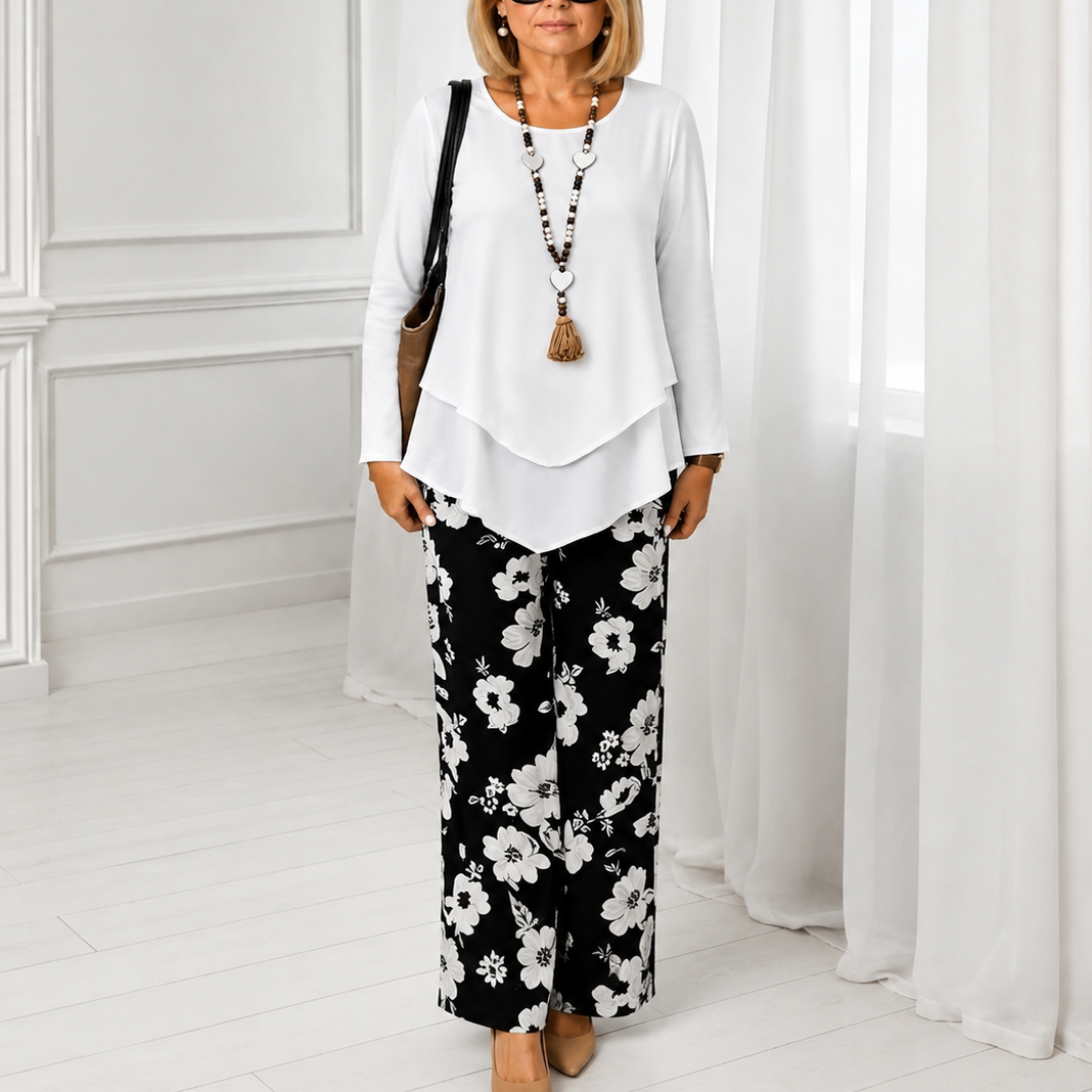 Wearbella – Set z podwójną warstwą: top i kwieciste byxor breda