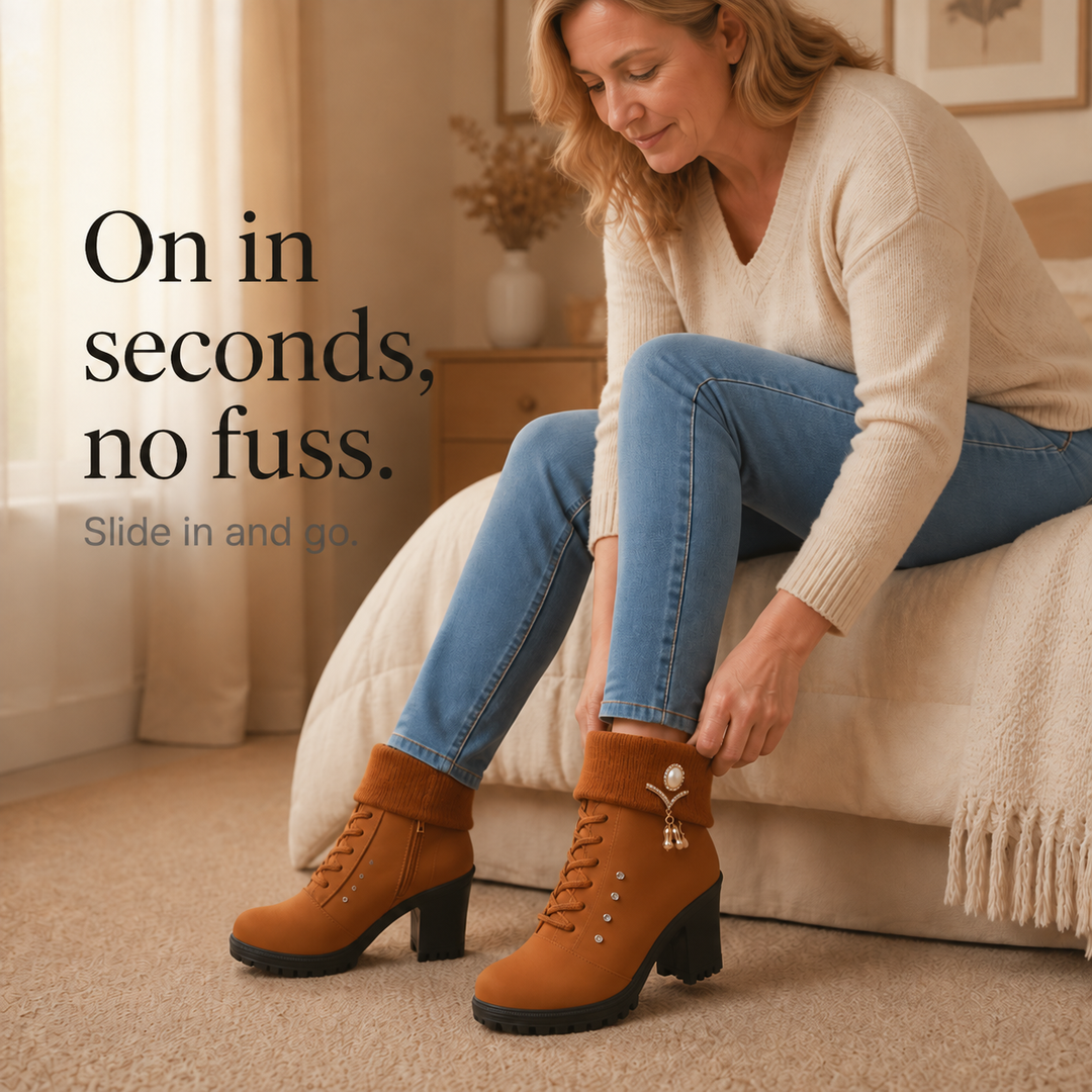 Wearbella – Boots med klack z futrzanym finish i kamieniami