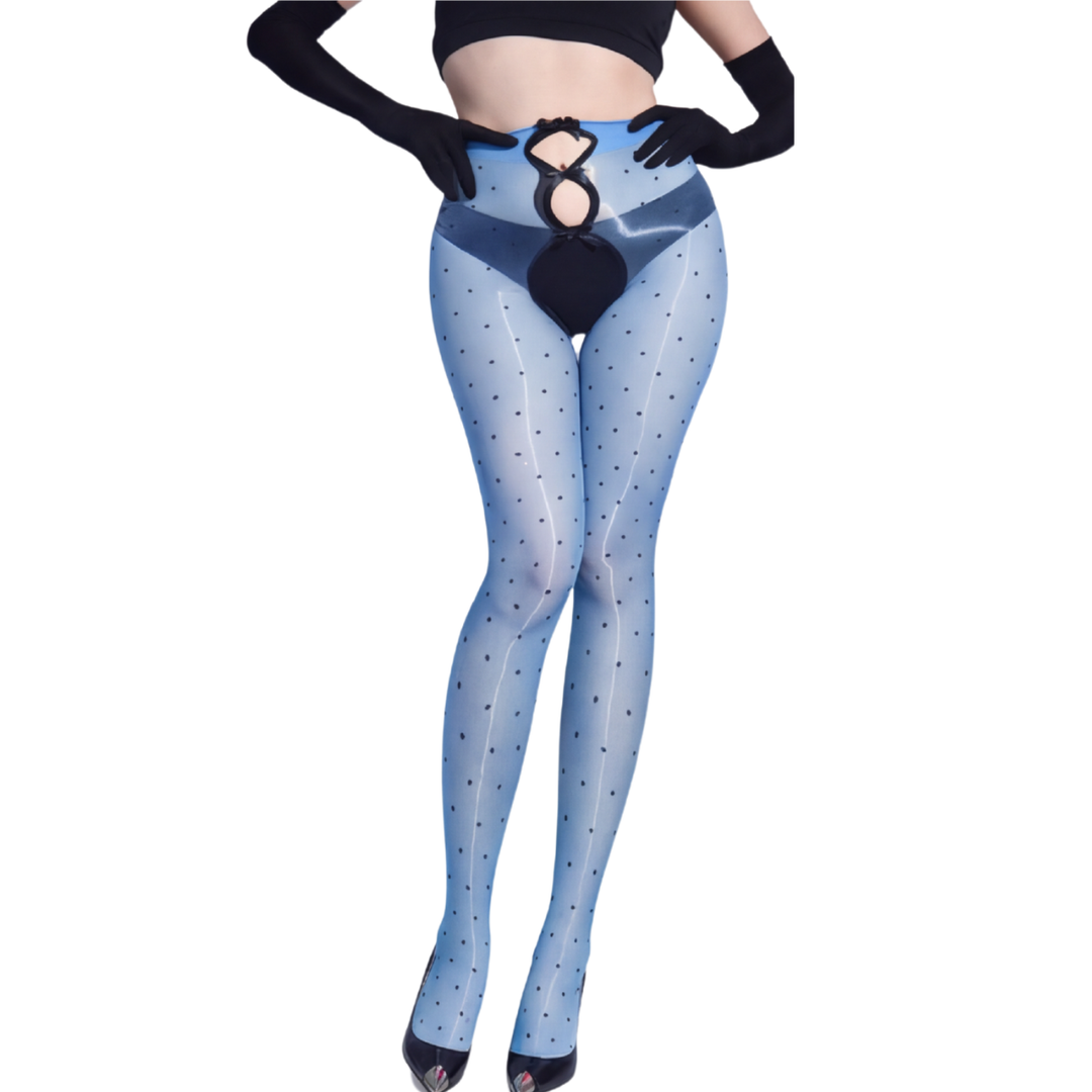 Aurelia - Tights dam z kokardką i połyskiem w kropki