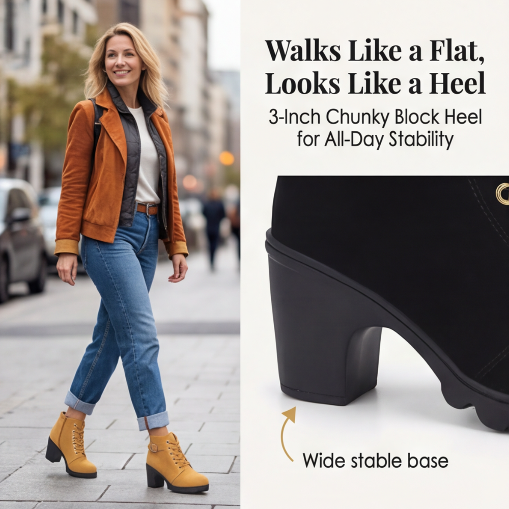 Strovia - Boots på grubym klack med foder