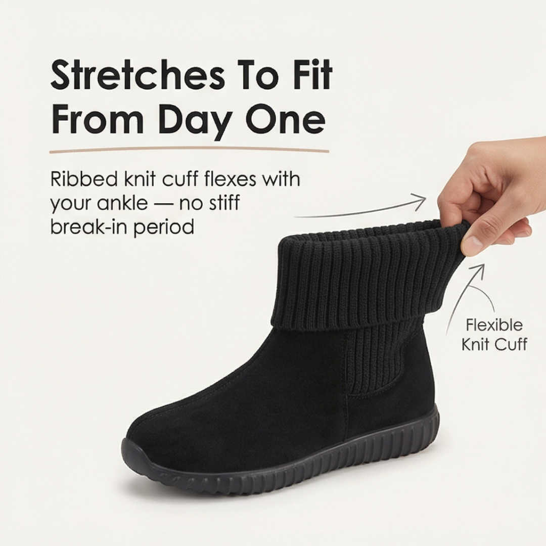 Cozella – Dam mocka boots ankelhöga z dzianinowym mankietem