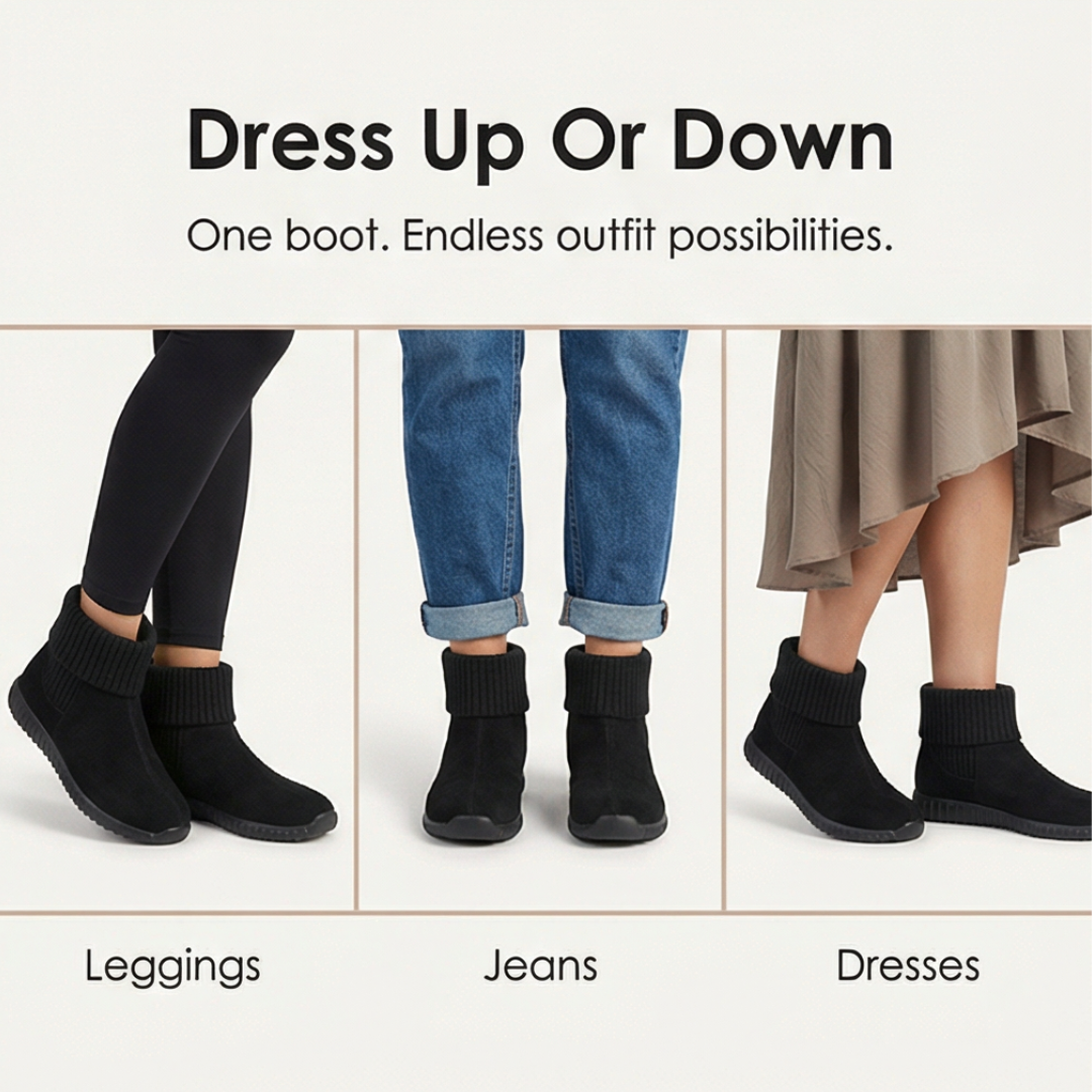 Cozella – Dam mocka boots ankelhöga z dzianinowym mankietem