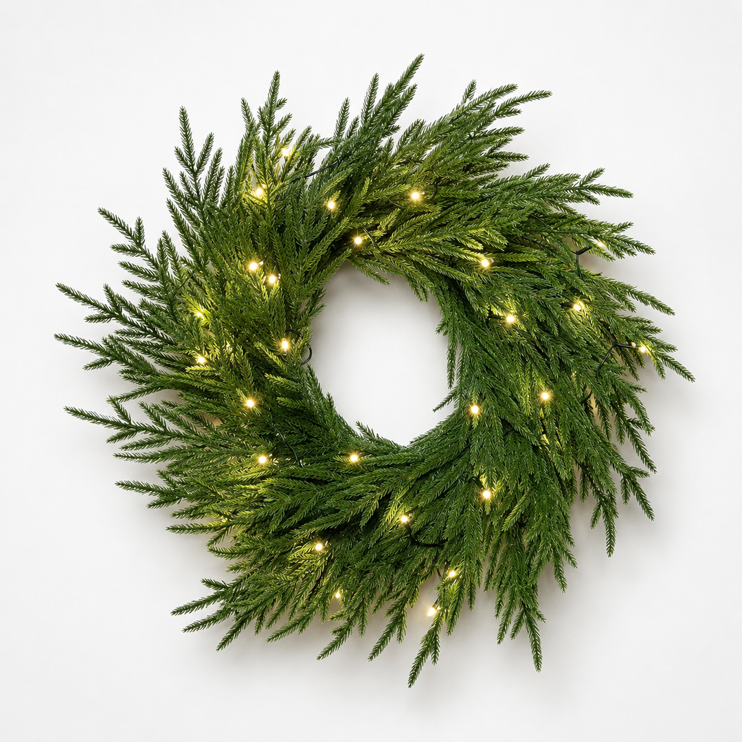 Glowpine – Wianek z Norfolk Pine z oświetleniem