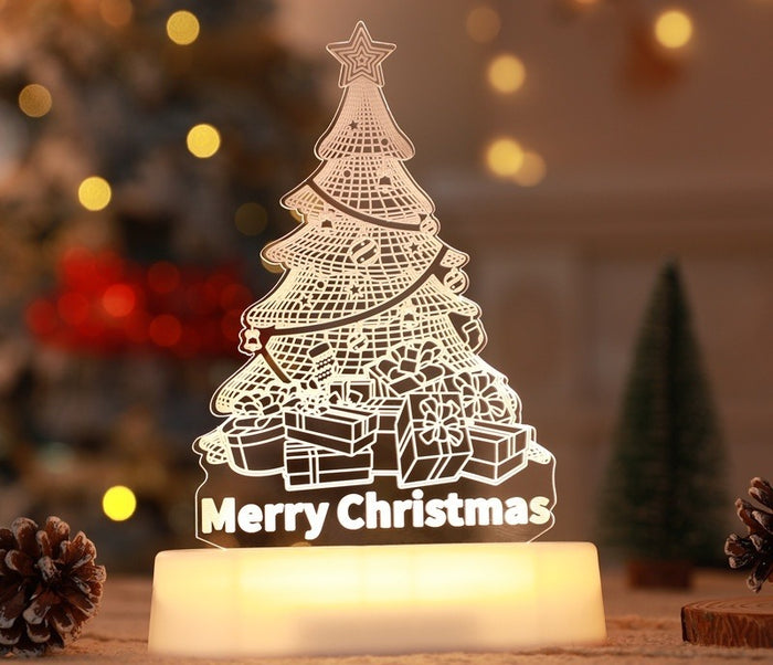 Vackerljus 3D-lampa i akryl med julmotiv och varmvitt ljus