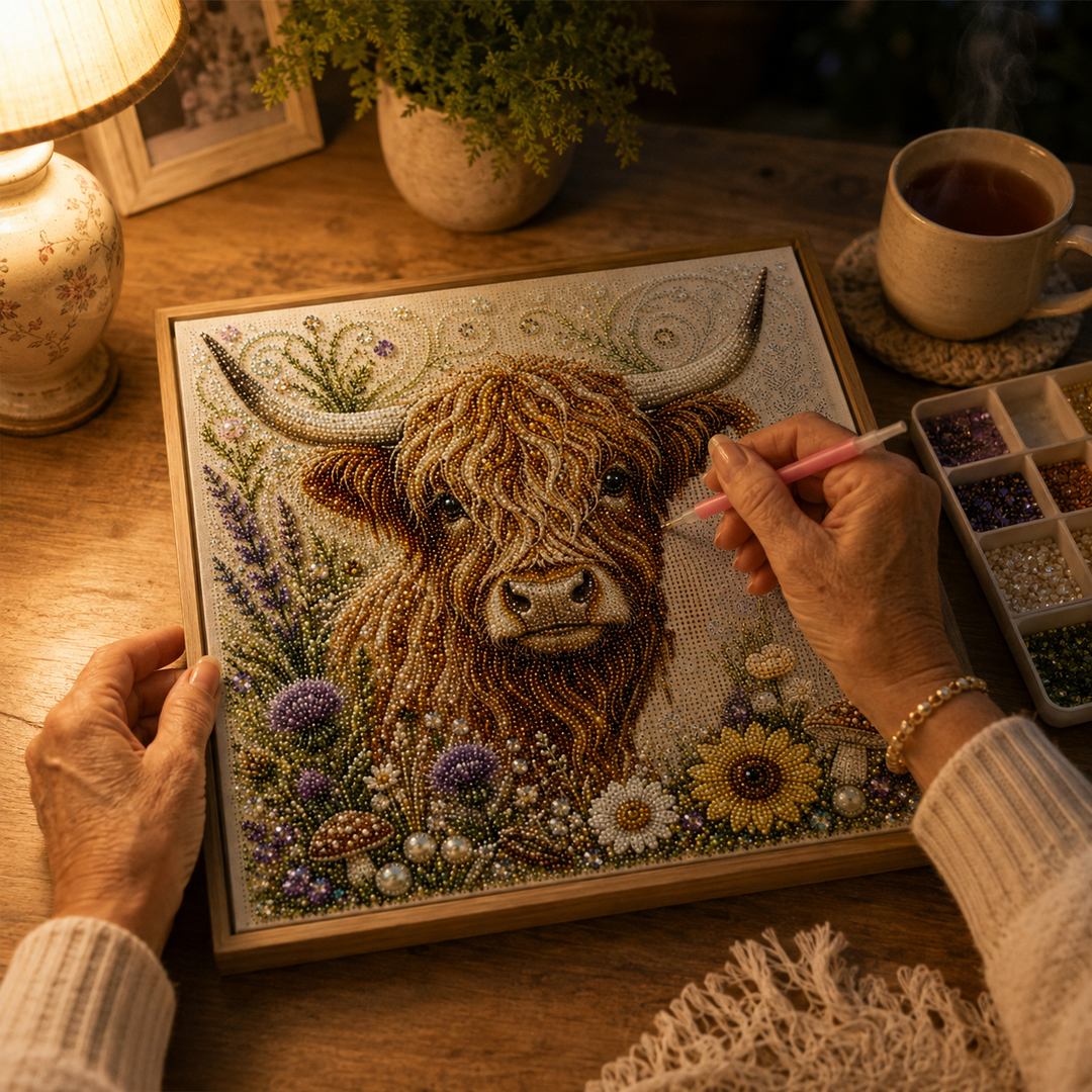 Hoofield – Set Sztuki Perłowej z Highland Cow