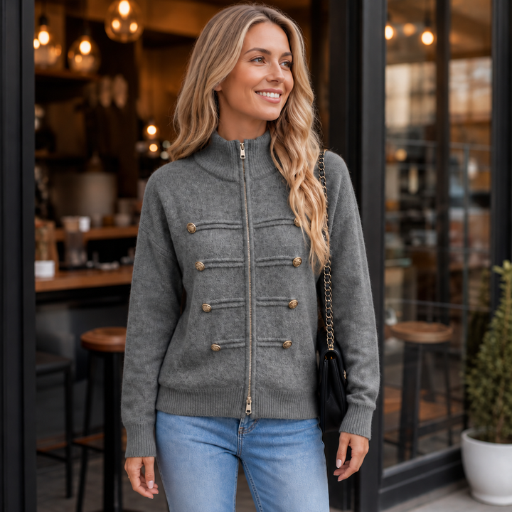 Wearbella – Kurtka z podwójnym dragkedja i prążkowanym splotem