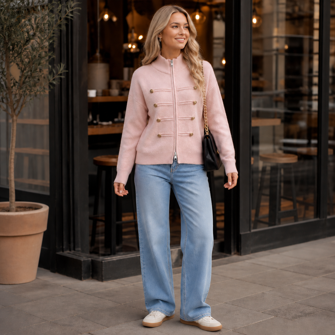 Wearbella – Kurtka z podwójnym dragkedja i prążkowanym splotem