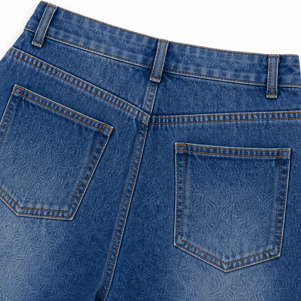 Velmora – Jeans z vida ben z mosiężnymi oczkami efter bokach, Hög stan