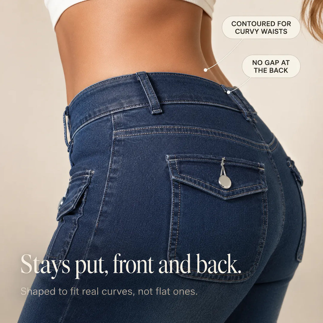 Curvella – Jeans Capri w krągłym kroju, elastiska hur dżins, średni stan, z mankietem