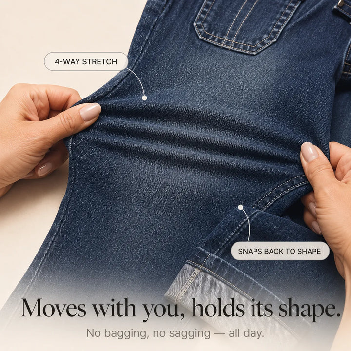 Curvella – Jeans Capri w krągłym kroju, elastiska hur dżins, średni stan, z mankietem