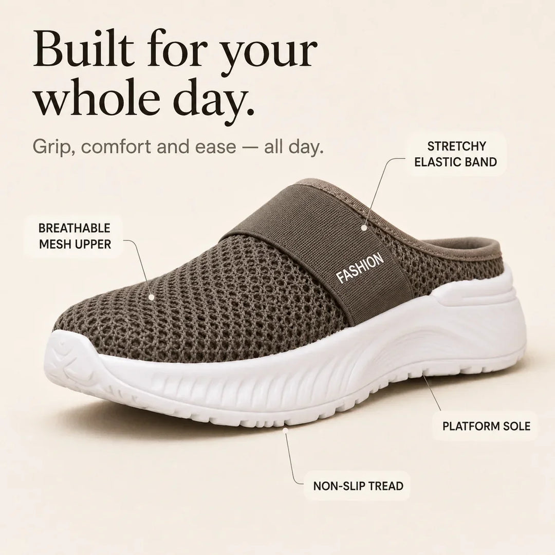 Stride &amp; Soft – Dam skor slip-on på plattform z siateczki, andningsbara, antypoślizgowe