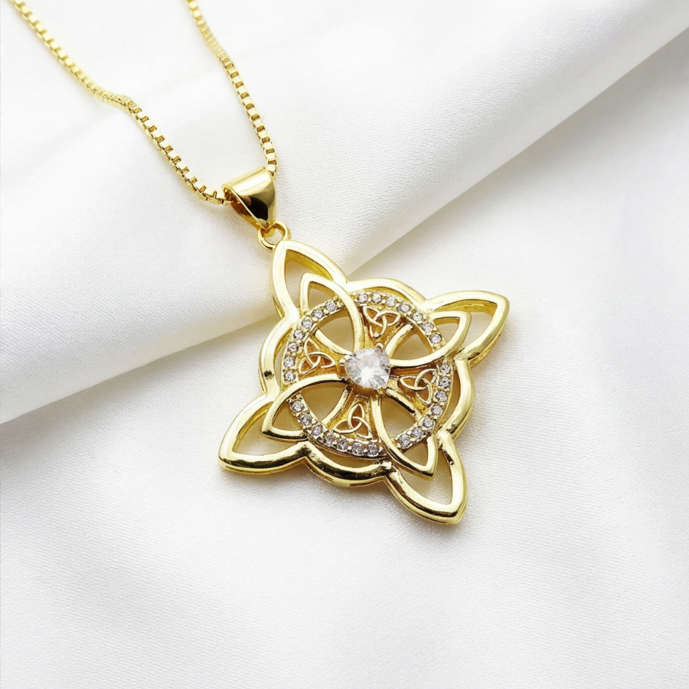 Elowen – Halsband z Kristall Celtickim Węzłem