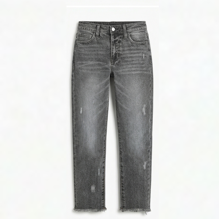 Vivara – Dam jeans retro z frędzlami, korta, proste ben