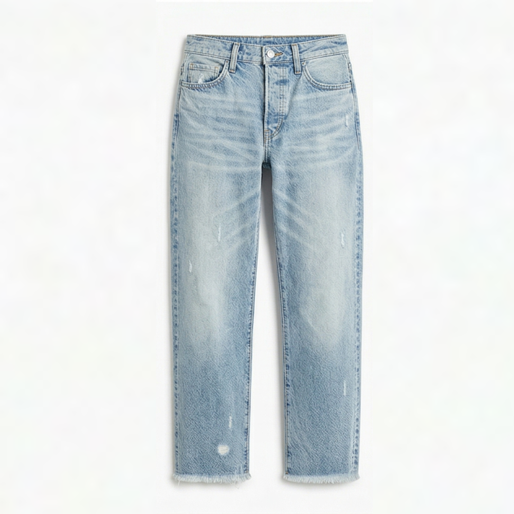 Vivara – Dam jeans retro z frędzlami, korta, proste ben
