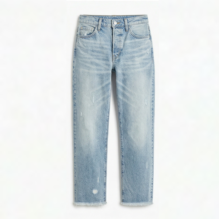 Vivara – Dam jeans retro z frędzlami, korta, proste ben