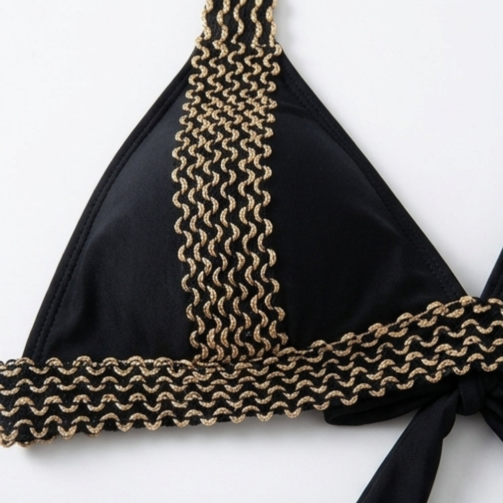 Solaia – Złocony Halter Bikini för kvinnor