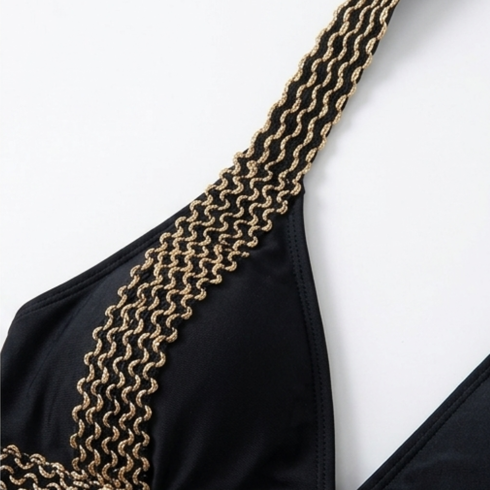 Solaia – Złocony Halter Bikini för kvinnor