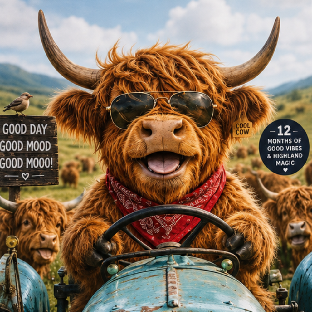 Mootsy – Kalendarz Vägg z Highland Cow på 2027 rok