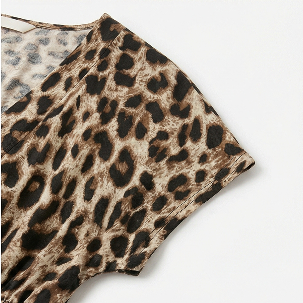 Vivara – Klänning maxi w leoparda z marszczonym band