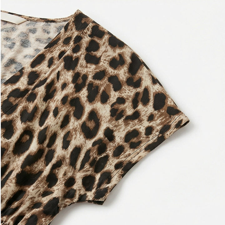 Vivara – Klänning maxi w leoparda z marszczonym band
