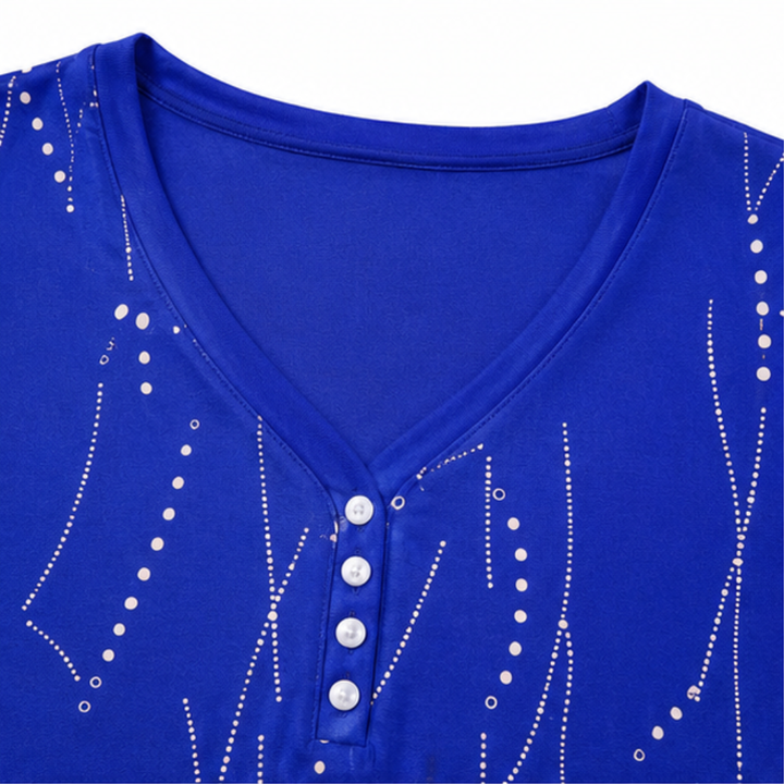 Vivelyn – Blus V-Neck z Wymiarowym Printem