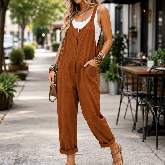 Wearbella – Kombinezon utan ärmar z vida ben i kieszeniami