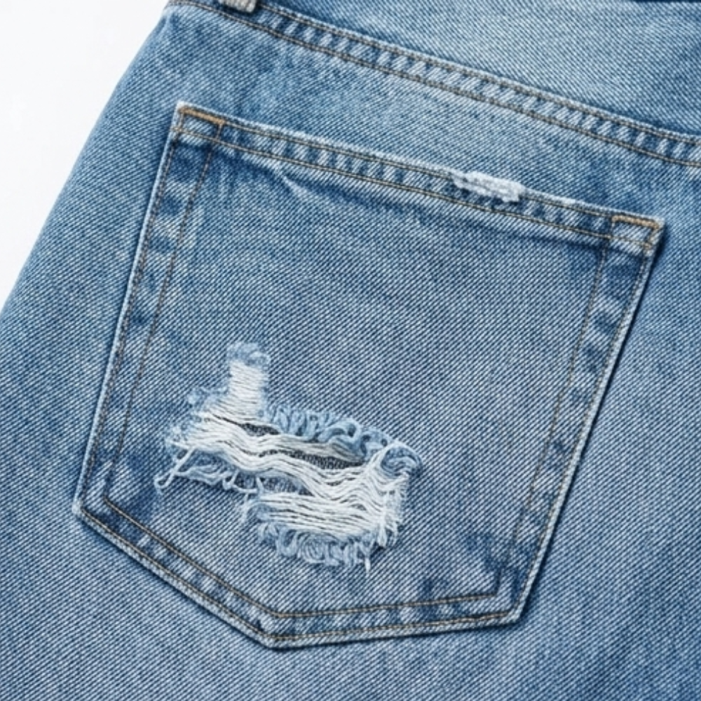 Vivara – Dam jeans retro z frędzlami, korta, proste ben