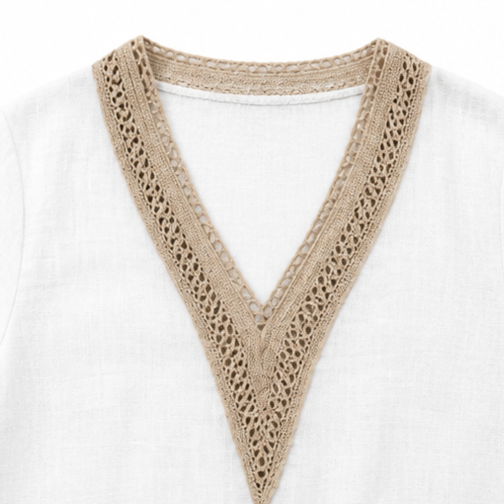 Lunavia – Set V-neck z szydełkowym finish för kvinnor