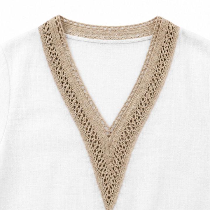 Lunavia – Set V-neck z szydełkowym finish för kvinnor