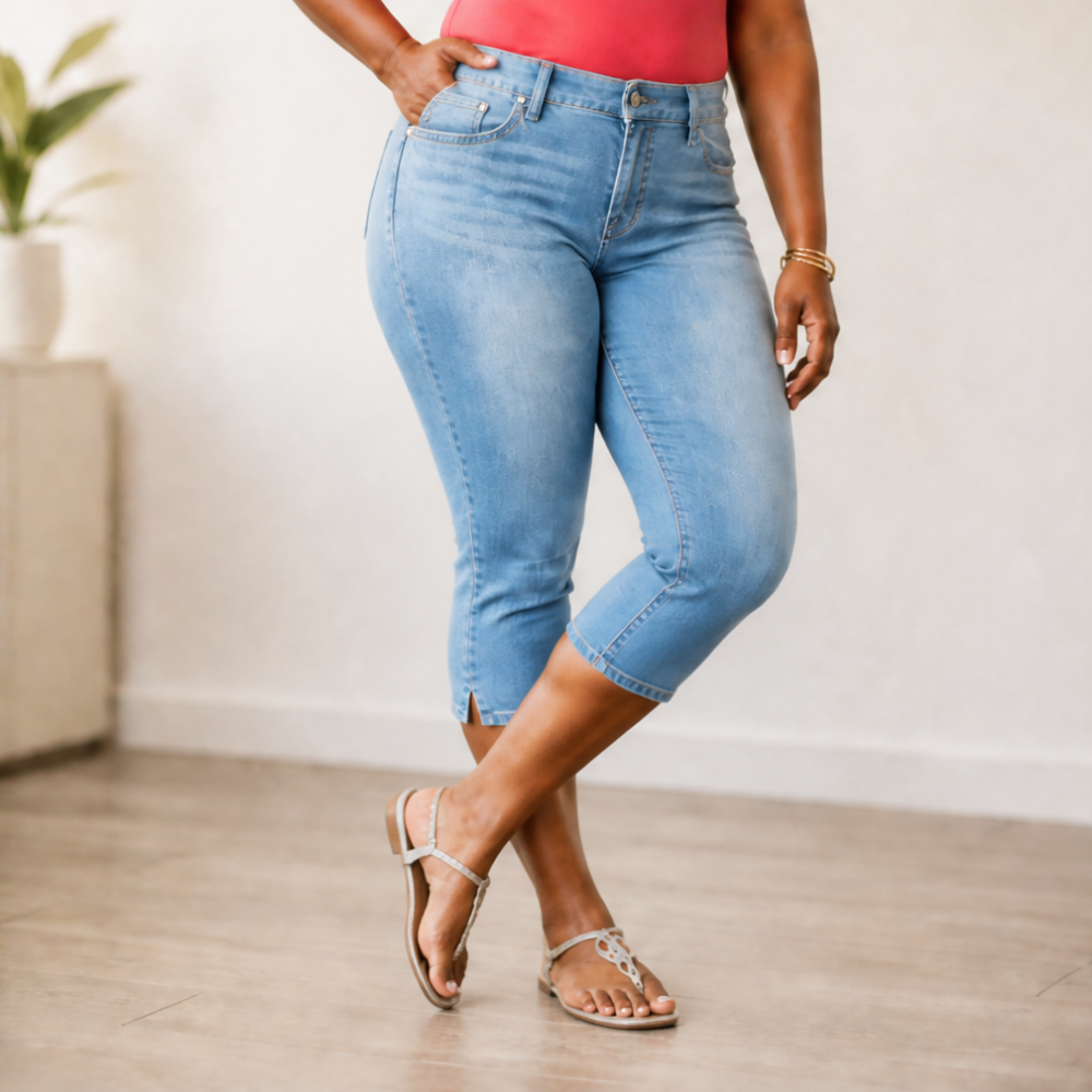 Curvella – Bekväma, wysokie denim capri