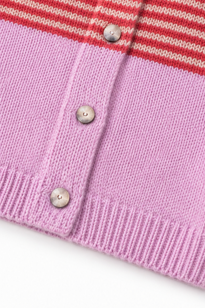 Warmweave – Kofta z färgowymi pasami på otwartym przodzie