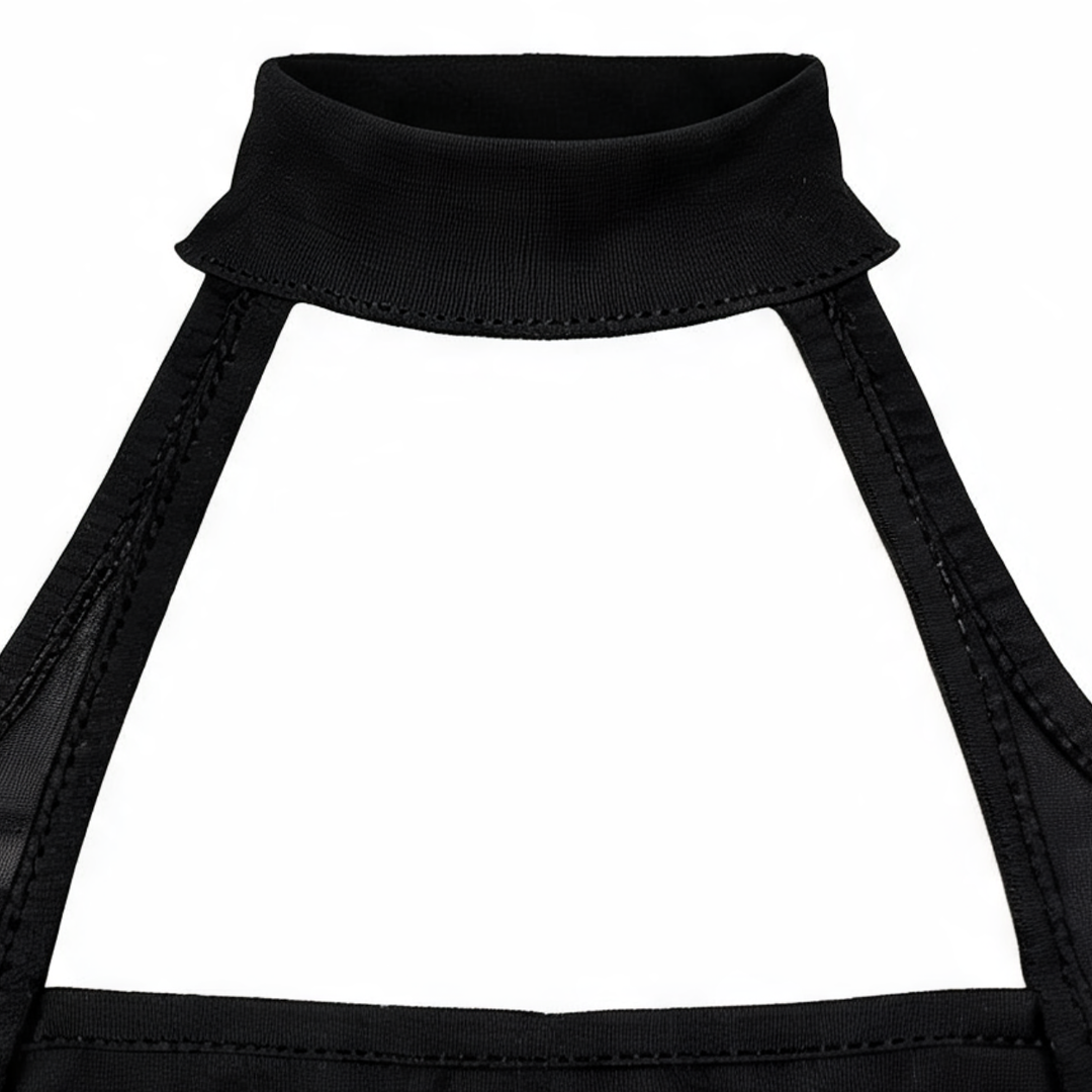 Noirelle – Transparent klänning midi bodycon z rękawiczkami i stringami, czarna