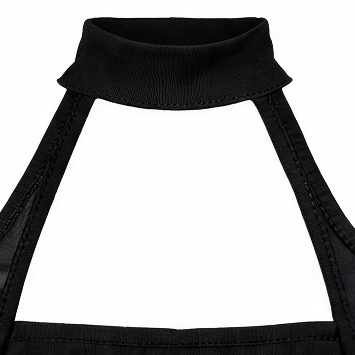 Noirelle – Transparent klänning midi bodycon z rękawiczkami i stringami, czarna