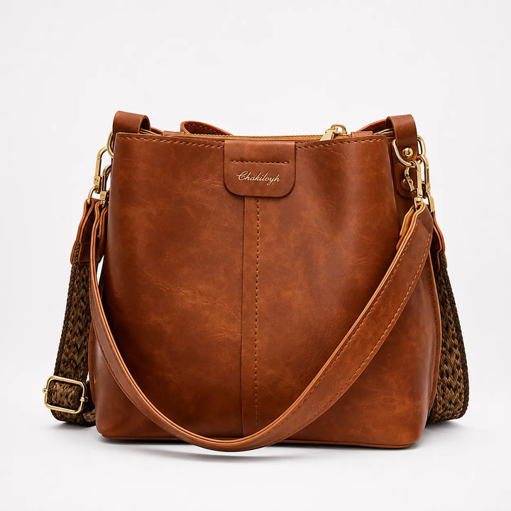 Bellora – Vintage Bucket Shoulder Bag z Plecionym Paskiem