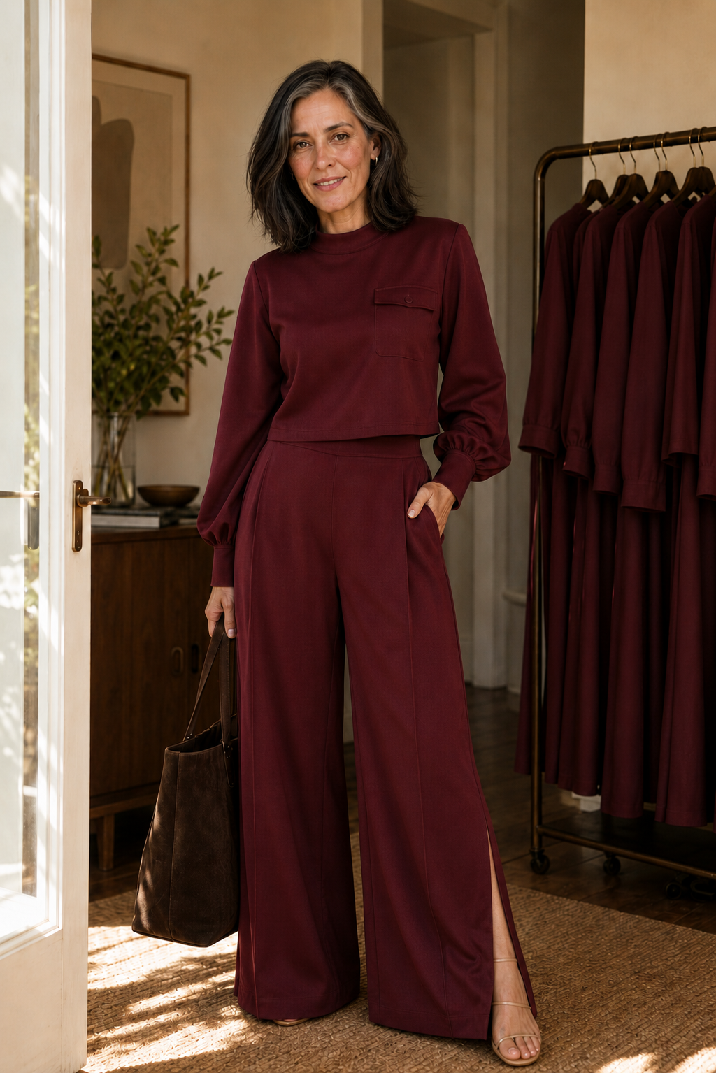 Wearbella – Set bluzki z ärm biskupa i szerokich byxor
