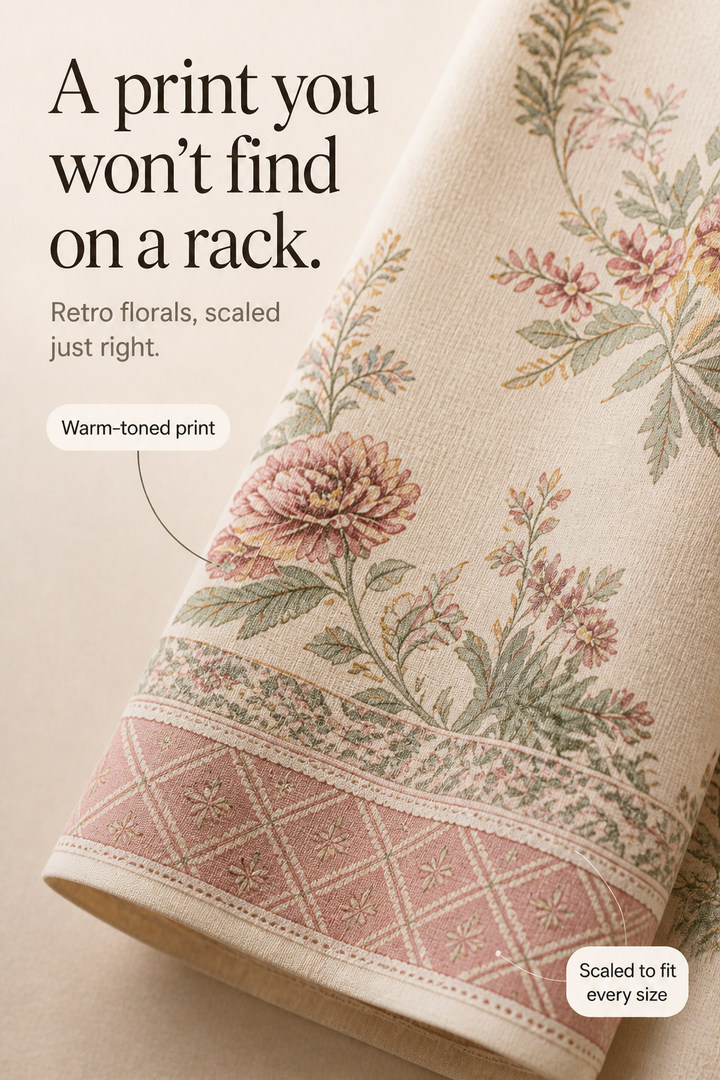 Ninetysecond – Retro Blommig Blus z Bokiem på Knappar