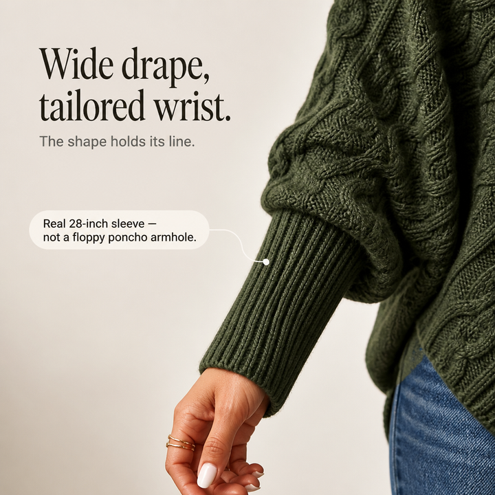 Cable &amp; Cove – Tröja Poncho z Golfem w Warkocze