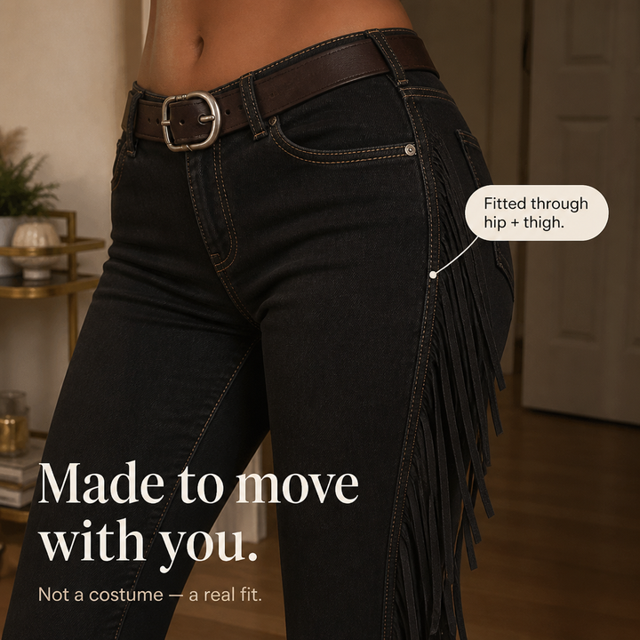 Elarosa – Jeans z Frędzlami w Stilu Western