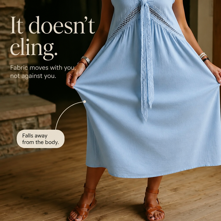 Wearbella – Klänning midi utan ärmar z koronkowym finish i form av litery V